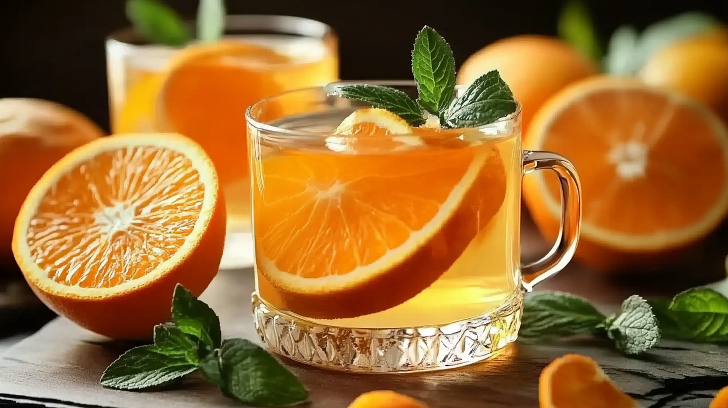 Delicious homemade orange tea shot