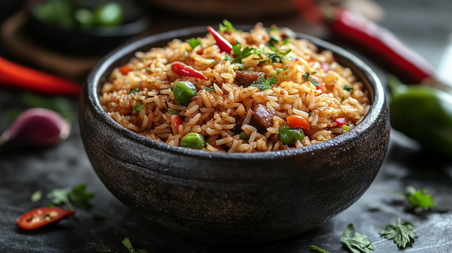 Homemade adobo rice recipe with savory flavors