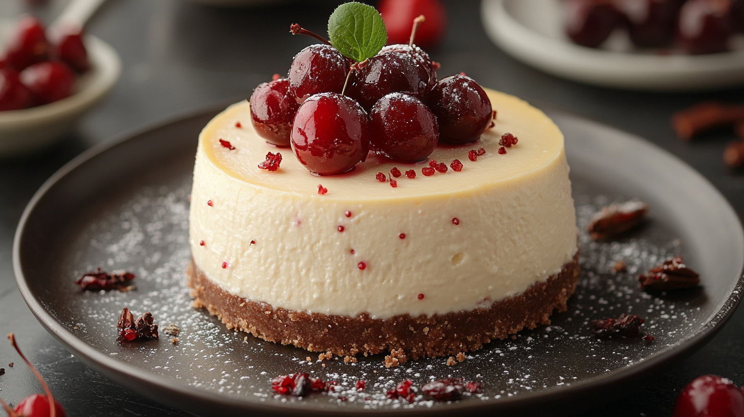 no bake cherry cheesecake with fresh cherries