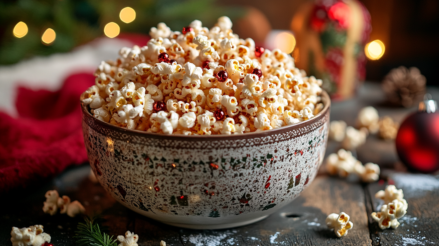 Christmas popcorn mix with festive flavors