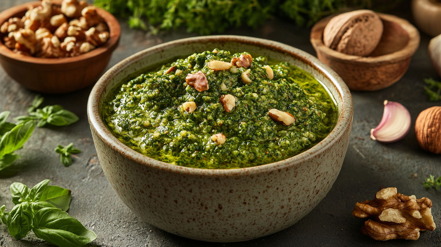 Homemade Walnut Pesto bursting with flavor